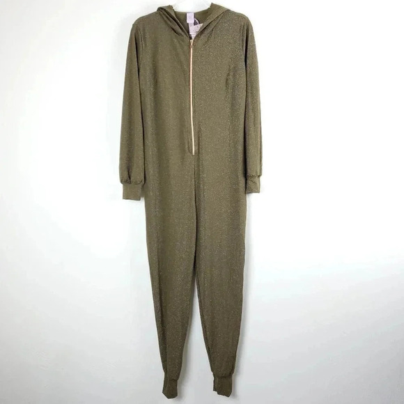 NWT Savage X Fenty by Rihana Sleep & Shine Hooded Sparkle Onesie Jumpsuit  L - Picture 1 of 13